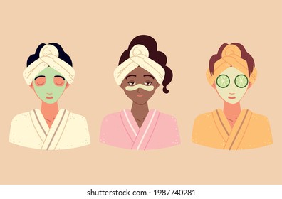 spa mujeres en mascarillas cuidado de la piel