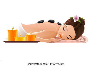 Spa Women Relax Vektor Aromatic Candles Oriental Medicine Massage