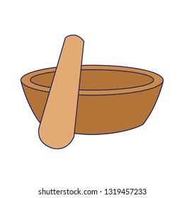 Spa wooden bowl and stick blue lines