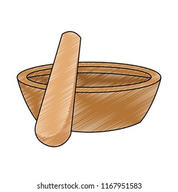 Spa wooden stick and pot scribble