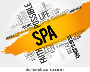 SPA word cloud collage, concept background