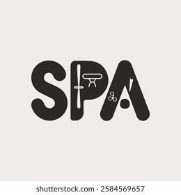 Spa Written in Elegant Typography for Logo Design with Modern Font and Serene Template Background for Wellness and Luxury Spa Branding