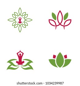 spa yoga logo vector icon illustration collection
