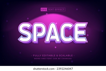 Space 3d style editable text effect vector