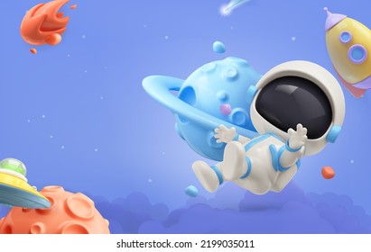 Space 3d vector cartoon background