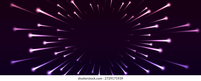 Fondo abstracto del espacio con las luces borrosas del movimiento. Ciencia de ficción de viajes espaciales. Líneas de velocidad Ilustración vectorial