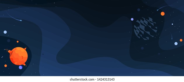 Space abstract background with stars and planets. Flat illustration for business startup