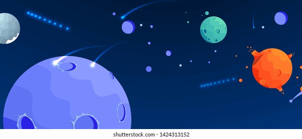 Space abstract background with stars and planets. Flat illustration for business startup
