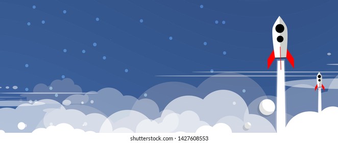 Space abstract background with stars and planets. Flat illustration for business startup