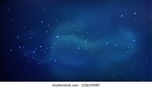 Space abstract background vector color template with stars and nebula illustration. Gradient pattern ready for print or website