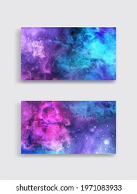 Space Abstract Galaxy Banners set. Vector illustration for your designs and artworks.