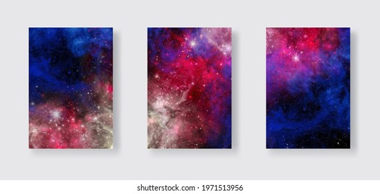 Space Abstract Galaxy Banners set. Vector illustration for your designs and artworks.