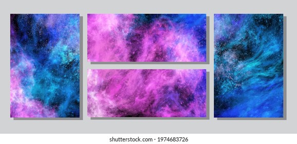 Space Abstract Galaxy Banners set. Vector galaxy illustration for your designs and artworks. Space galaxy design elements.