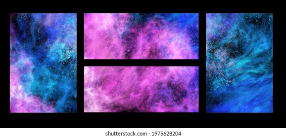 Space Abstract Galaxy Banners set. Vector galaxy illustration for your designs and artworks. Space galaxy design elements.