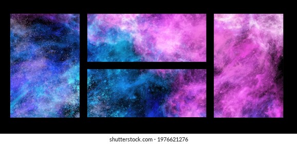 Space Abstract Galaxy Banners set. Vector galaxy illustration for your designs and artworks. Space galaxy design elements.