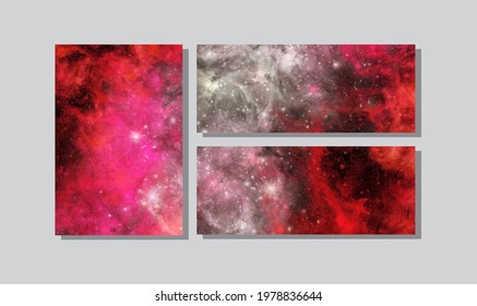 Space Abstract Galaxy Banners set. Vector illustration for your designs and artworks.