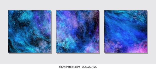 Space Abstract Galaxy Banners set. Vector galaxy illustration for your designs and artworks. Space galaxy design elements.
