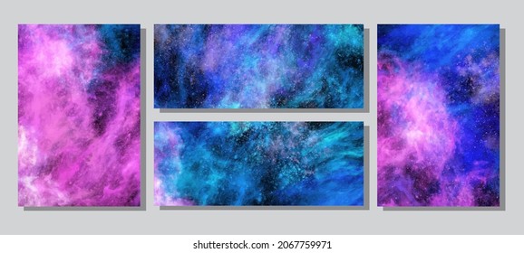Space Abstract Galaxy Banners set. Vector galaxy illustration for your designs and artworks. Space galaxy design elements.