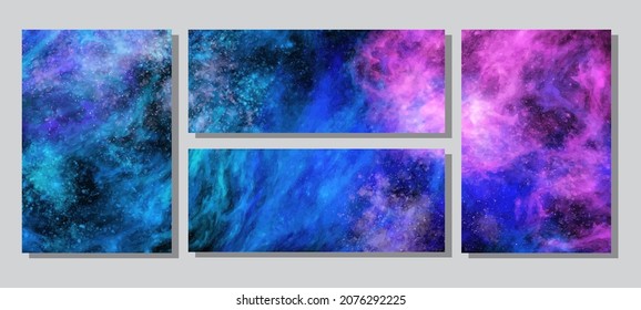 Space Abstract Galaxy Banners set. Vector galaxy illustration for your designs and artworks. Space galaxy design elements.