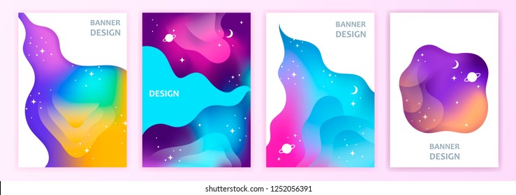 space. abstract gradient banner vector set. EPS 10. cosmic colorful background. Gradient mesh