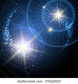 Space abstract star background with circular shapes.
