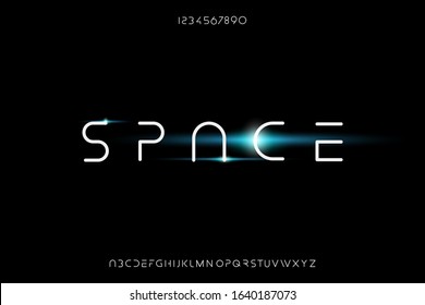 space, an Abstract technology futuristic alphabet font. digital modern minimalist typography vector illustration design