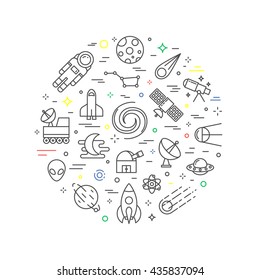 Space abstract vector illustration, astronomy concept, line style