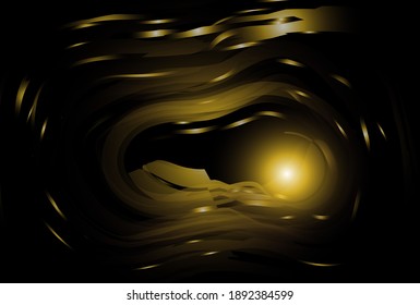 Space. Abstraction. Stars in space. Black background with gold. golden gradient.