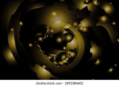 Space. Abstraction. Stars in space. Black background with gold. golden gradient.