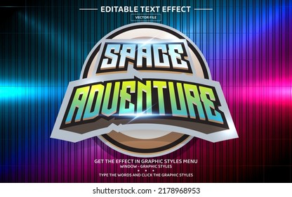 Space adventure 3D editable text effect template