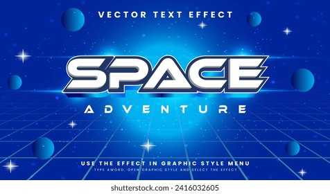 Space Adventure 3D editable text effect with outer space style template