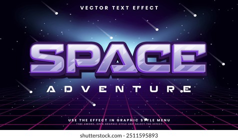 Modelo de efeito de texto editável Space Adventure com stardust brilhante