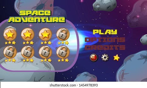 Space adventure game background illustration