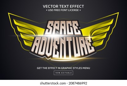 Space adventure game editable text effect