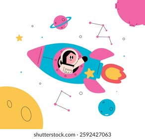 Space Adventure Kids science space learning Simple style illustration Science education