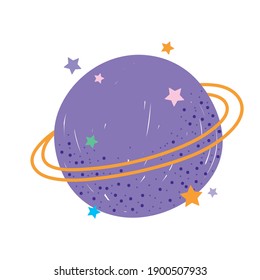 space adventure planet galaxy explore cartoon vector illustration