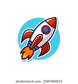 Space Adventure Rocket, Playful Cartoon Vector Illustration