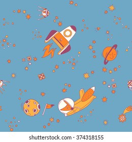 Space adventure. seamless pattern