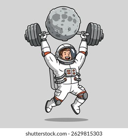 Space adventure with a smiling boy holding a cratered moon rock.