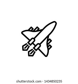 Space aircraft line icon. Jet, fighter, airplane. Aircraft concept. Vector illustration can be used for topics like air force, military, defense