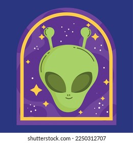 space alien badge vector design