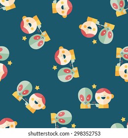 Space alien and boy friendship flat icon,eps10 seamless pattern background