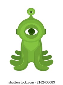 icono de dibujos animados alienígenas en el espacio aislado