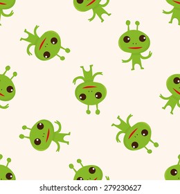 Space alien , cartoon seamless pattern background