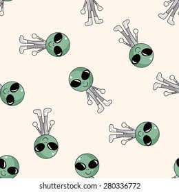 Space alien , cartoon seamless pattern background