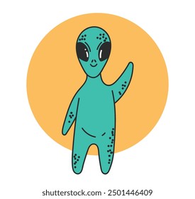 Space alien character galaxy planet logo t shirt print cosmos concept. Vector graphic design illustration element