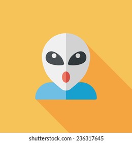 Space alien flat icon with long shadow,eps10