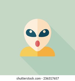 Space alien flat icon with long shadow,eps10