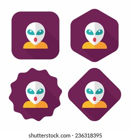 Space alien flat icon with long shadow,eps10