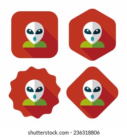 Space alien flat icon with long shadow,eps10